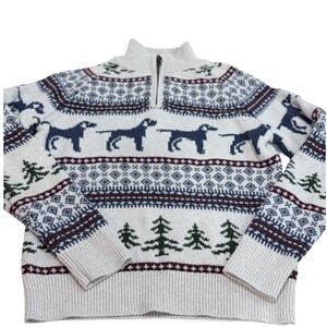 Crewcuts J.Crew Boys 10 Fair Isle Dog Quarter Zip Sweater